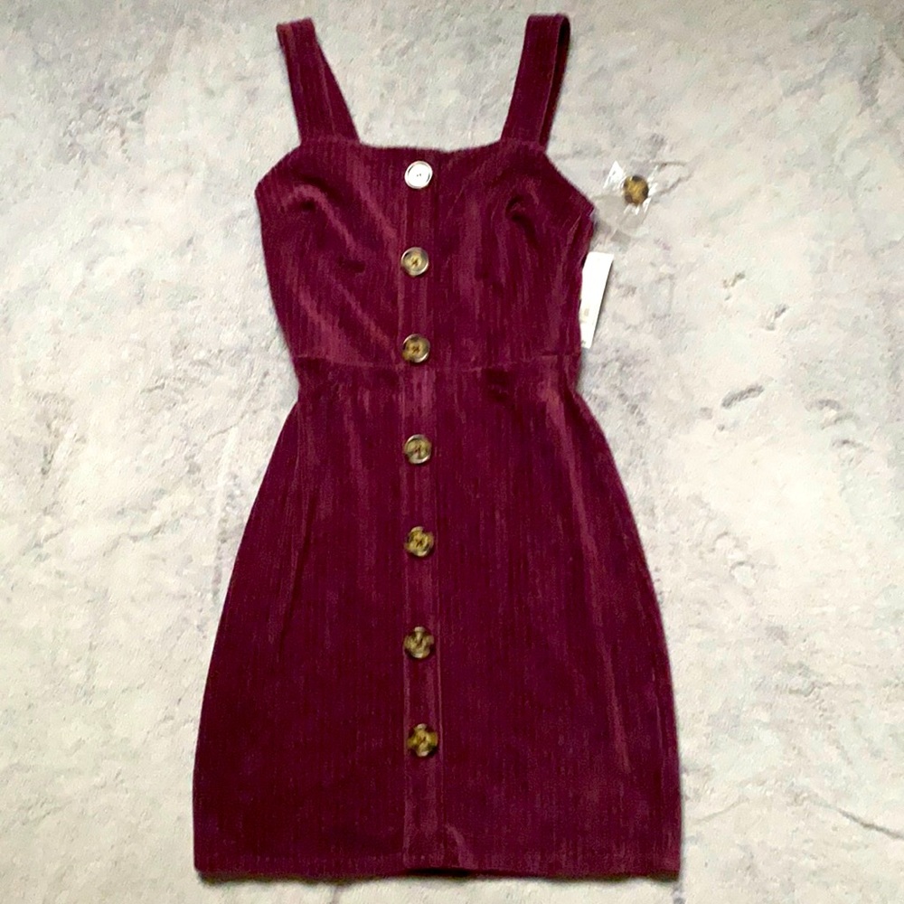Maroon Button Suede Mini dress